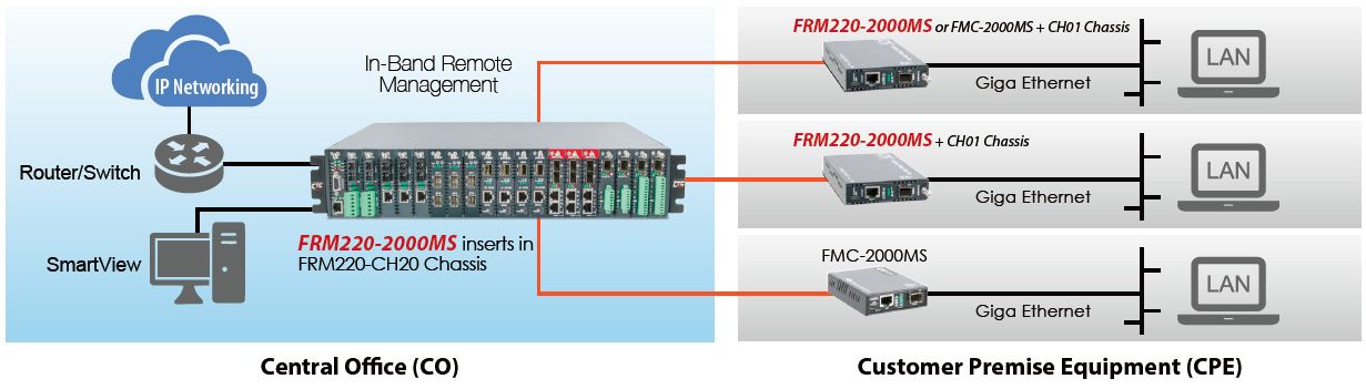 Web Smart In-Band OAM GbE Switch-Kartenanwendung mit FRM220-2000MS
