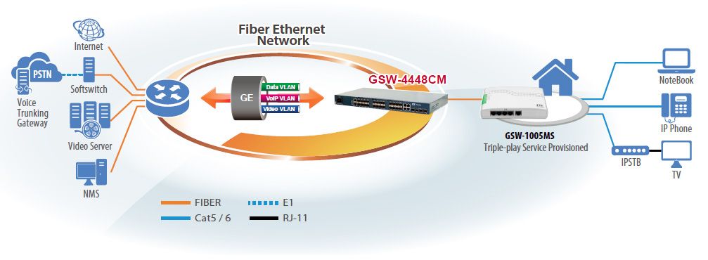 Application de commutation Ethernet CSFP L2+ GSW-4448CM